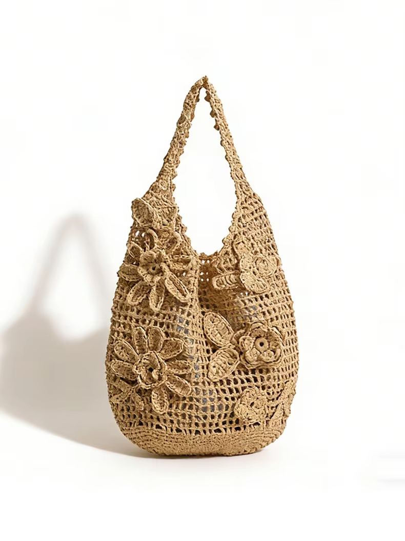 Floral Crochet Hobo Bag — صورة 1