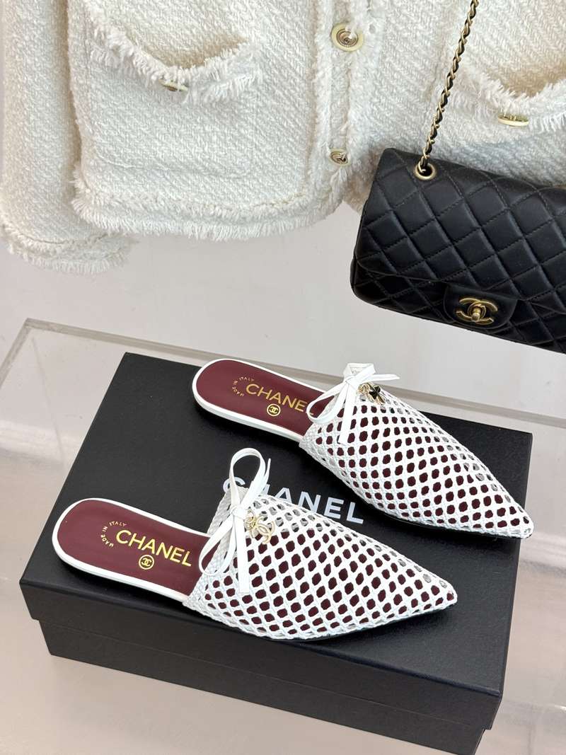 CHANEL Mesh Pointed-Toe Mules — صورة 1