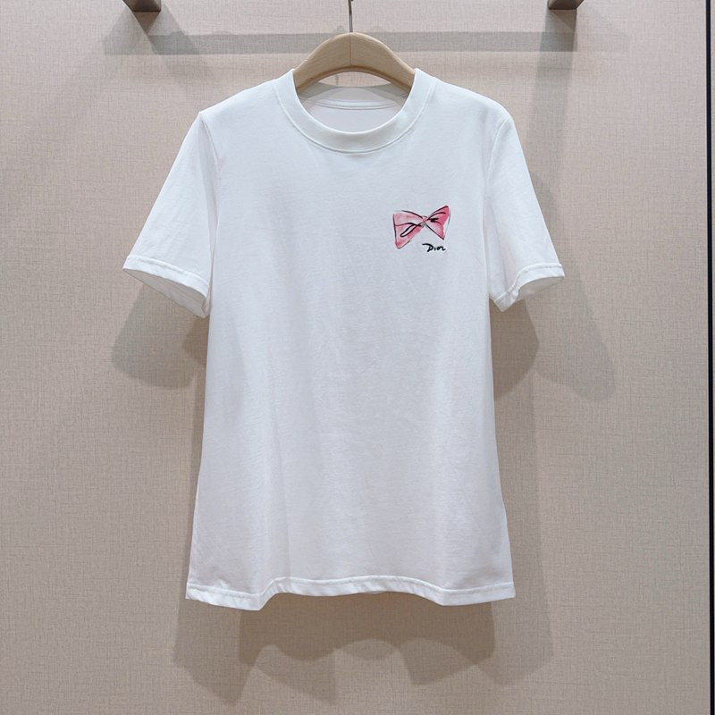 Dior Pink Bow Motif T-Shirt — صورة 1