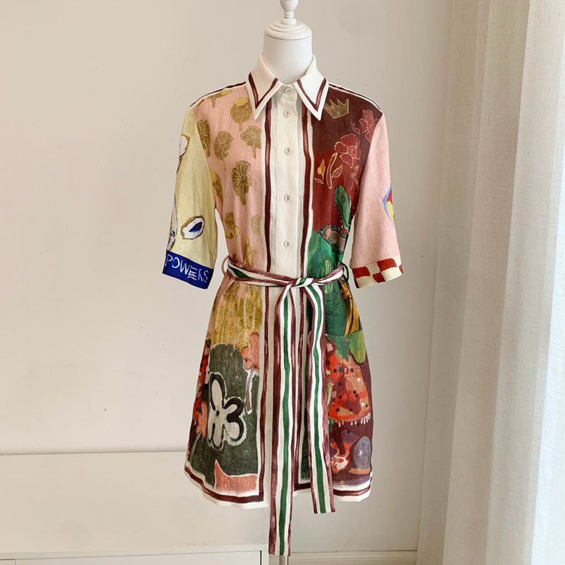 Alemais Patchwork-Print Mini Shirt Dress — صورة 1