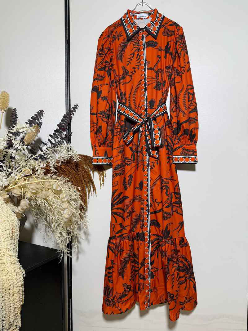 Alemais Botanical-Print Belted Maxi Shirt Dress — صورة 1