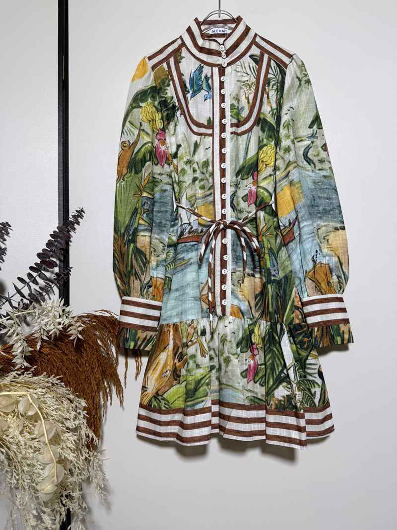 Alemais Tropical-Print Mini Shirt Dress — صورة 1